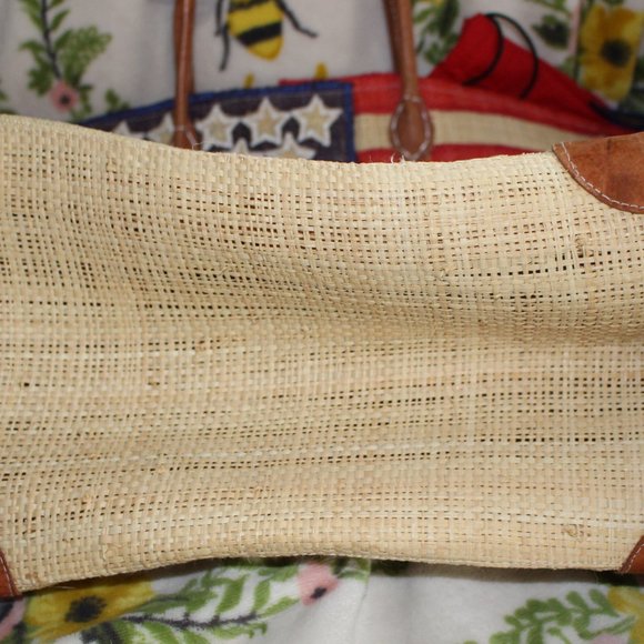 American USA Flag Beach Tote Bag by LeCamptain Natural Fibers 21" x 13" Vintage - Picture 4 of 10